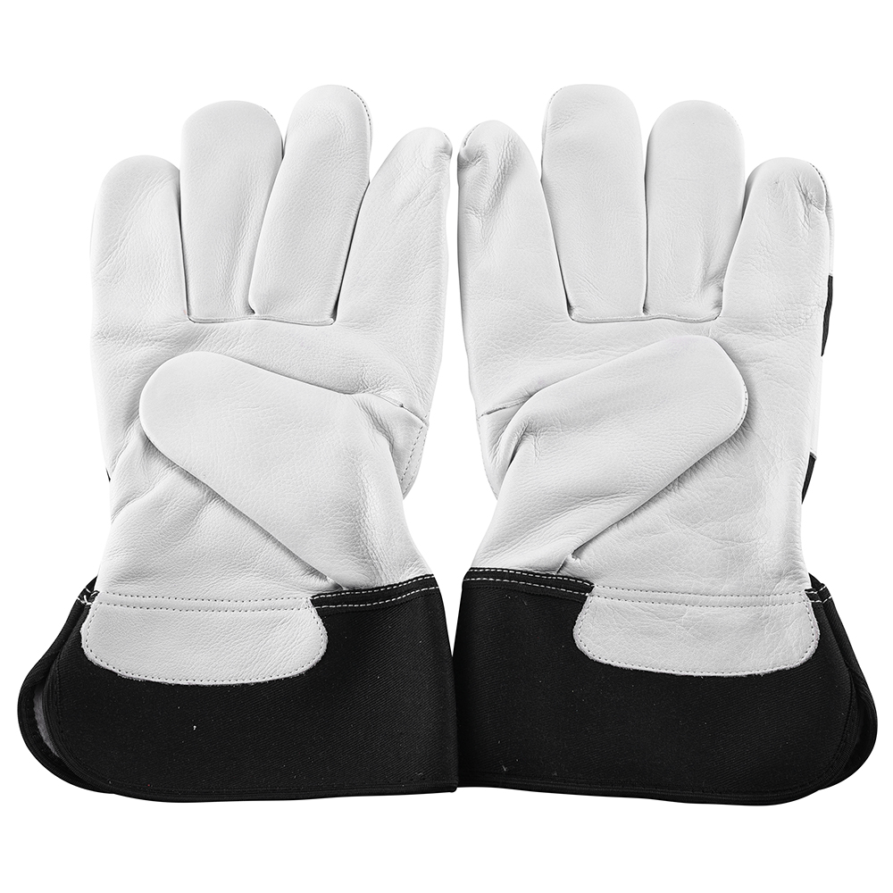 White Grain Leather Canadian Gloves with Black Cotton Back