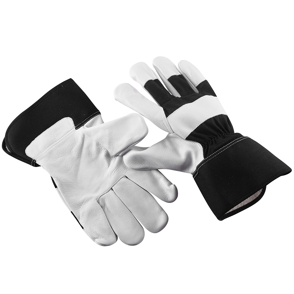 White Grain Leather Canadian Gloves with Black Cotton Back