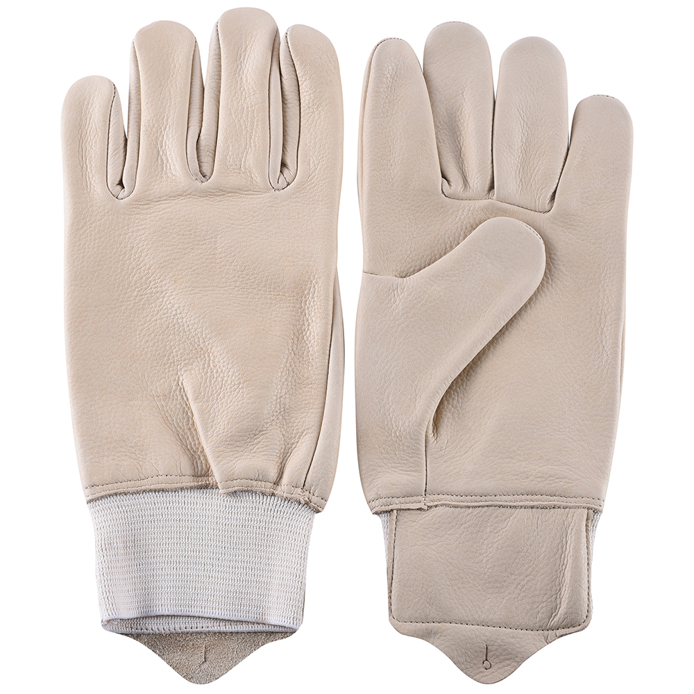 Beige Grain Driver Gloves with Elastic Cuff