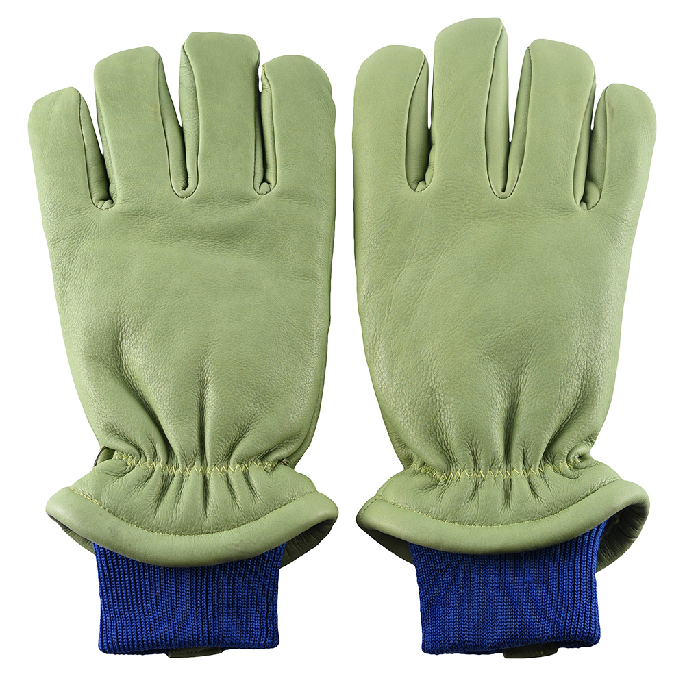 Green W/R Freezer Gloves with Blue Elastic Cuff