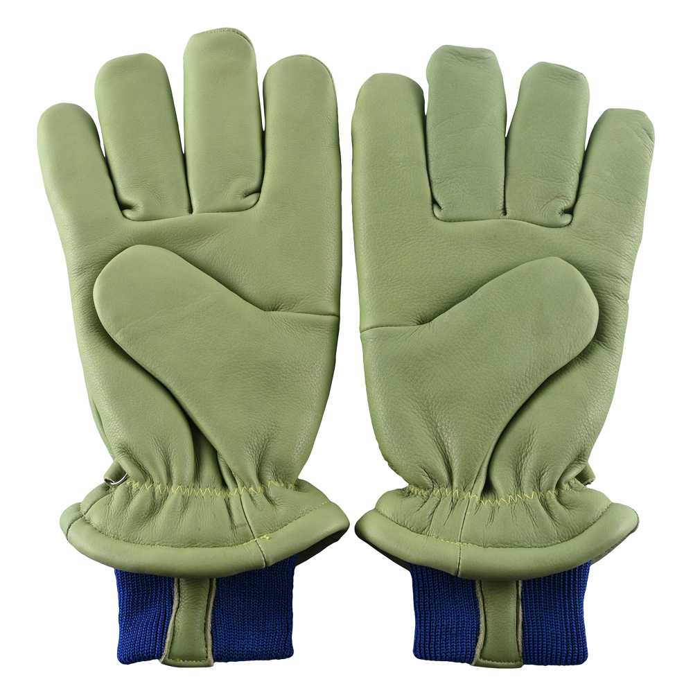 Green W/R Freezer Gloves with Blue Elastic Cuff