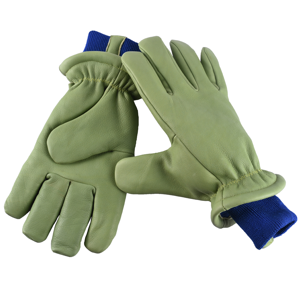 Green W/R Freezer Gloves with Blue Elastic Cuff