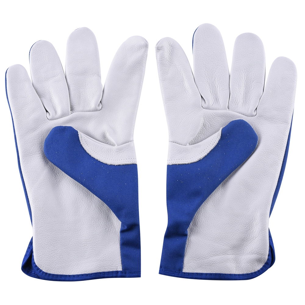 White Grain/Blue Fabric Gardeners Glove