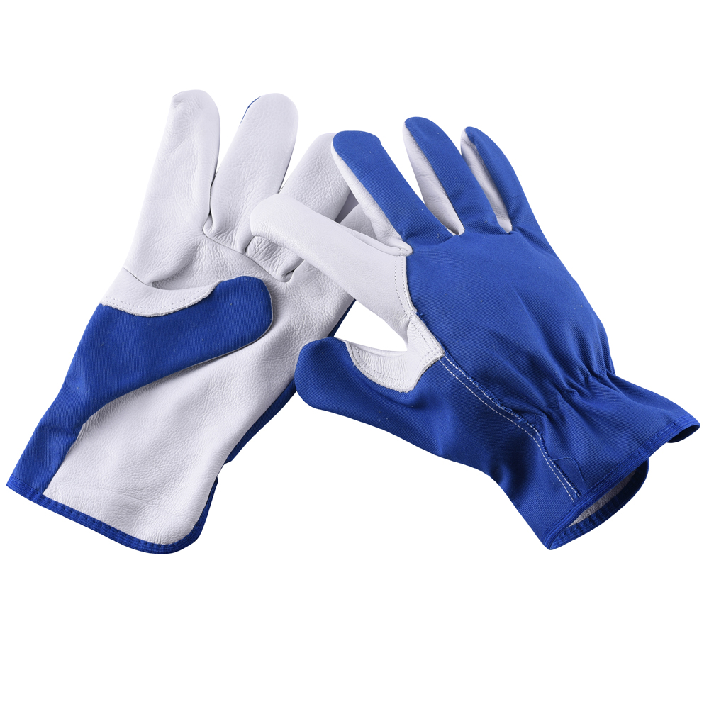 White Grain/Blue Fabric Gardeners Glove